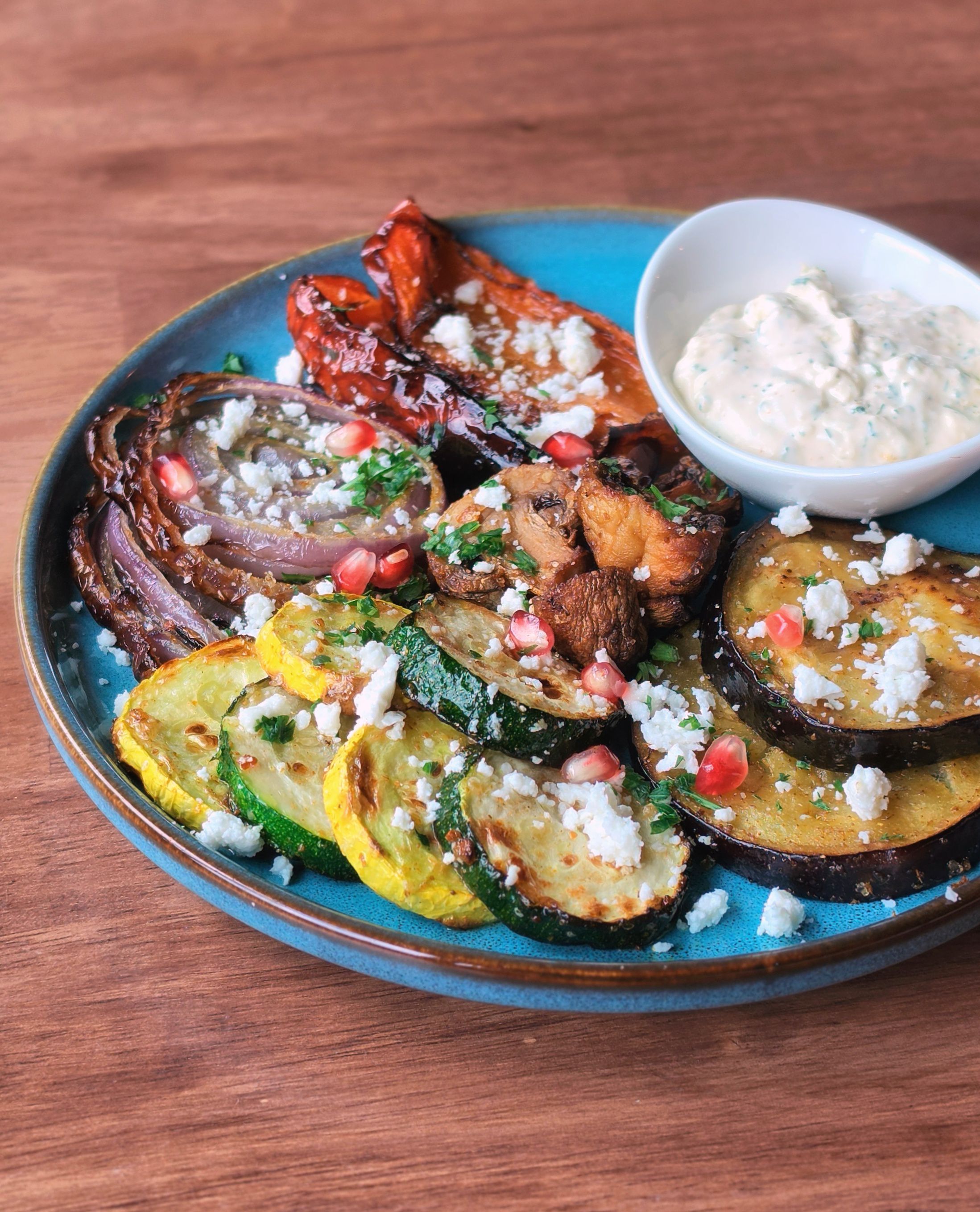 Grilled vegetables with feta